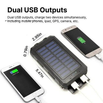 Solar Power Bank 500000mAh with Dual USB and Integrated LED Lights, Water Resistant Veldora