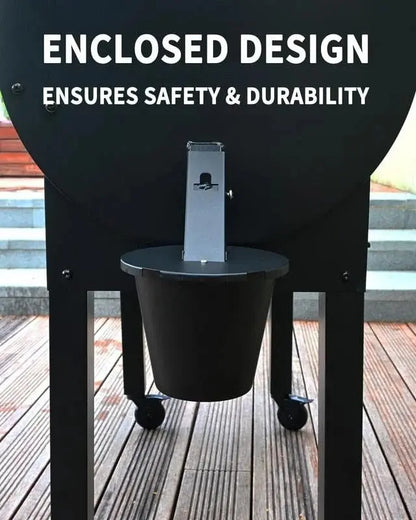 Grill Grease Collector with Fitted Lid and Reusable Liner, Toolless Mount for 1.6in Spouts Veldora