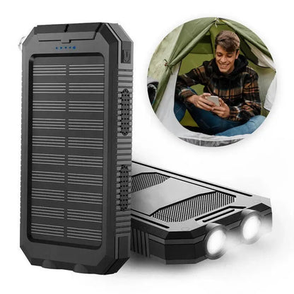 Solar Power Bank 500000mAh with Dual USB and Integrated LED Lights, Water Resistant Veldora
