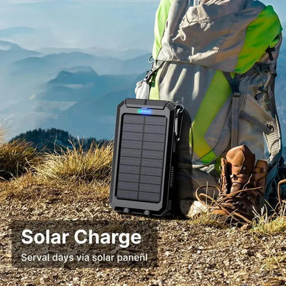 Solar Power Bank 500000mAh with Dual USB and Integrated LED Lights, Water Resistant Veldora
