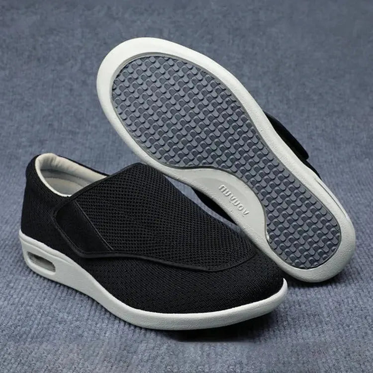 Wide Shoes for Swollen Feet with Removable Insoles and Hook-Loop Closure, Breathable Knit Veldora