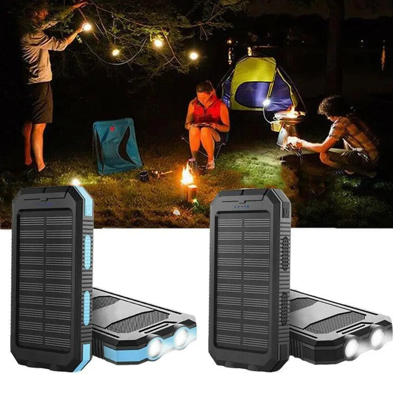 Solar Power Bank 500000mAh with Dual USB and Integrated LED Lights, Water Resistant Veldora