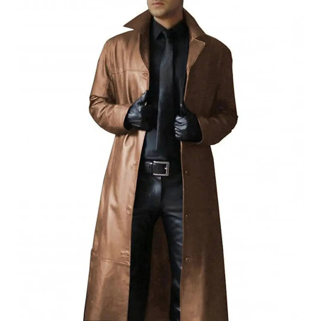 Men's Leather Coat with Top-Grain Finish and Breathable Lining, Regular Fit Veldora