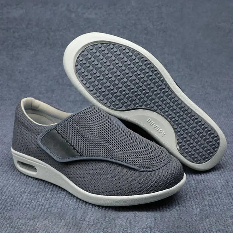 Wide Shoes for Swollen Feet with Removable Insoles and Hook-Loop Closure, Breathable Knit Veldora