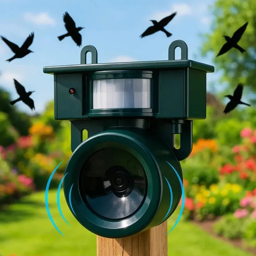 Solar Motion Sensor Bird Repellent with Adjustable Sound and PIR Sensor, Weatherproof Veldora