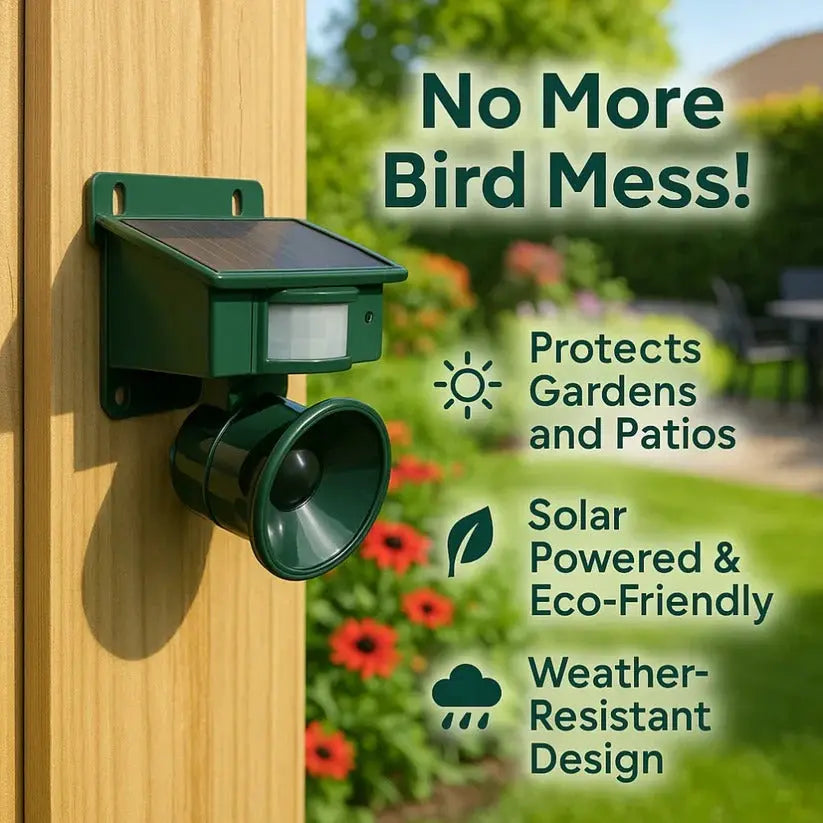 Solar Motion Sensor Bird Repellent with Adjustable Sound and PIR Sensor, Weatherproof Veldora