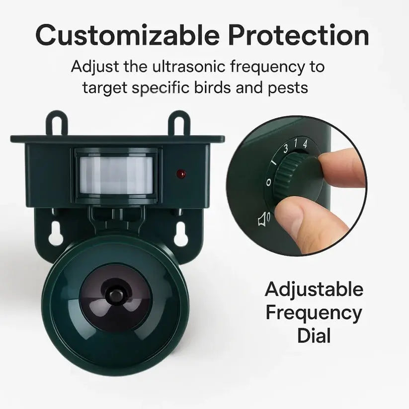 Solar Motion Sensor Bird Repellent with Adjustable Sound and PIR Sensor, Weatherproof Veldora