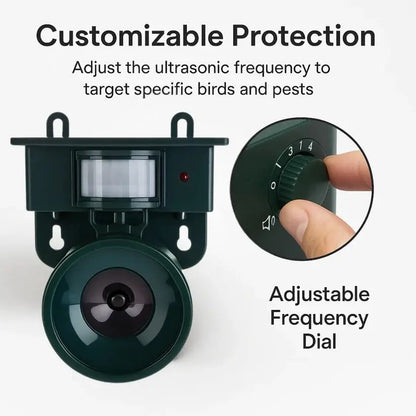 Solar Motion Sensor Bird Repellent with Adjustable Sound and PIR Sensor, Weatherproof Veldora