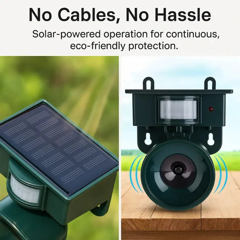Solar Motion Sensor Bird Repellent with Adjustable Sound and PIR Sensor, Weatherproof Veldora