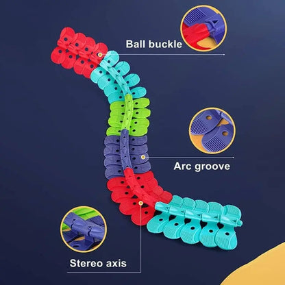 Kids Glow Race Track with Flexible Snap Segments and LED Car, USB Rechargeable Veldora