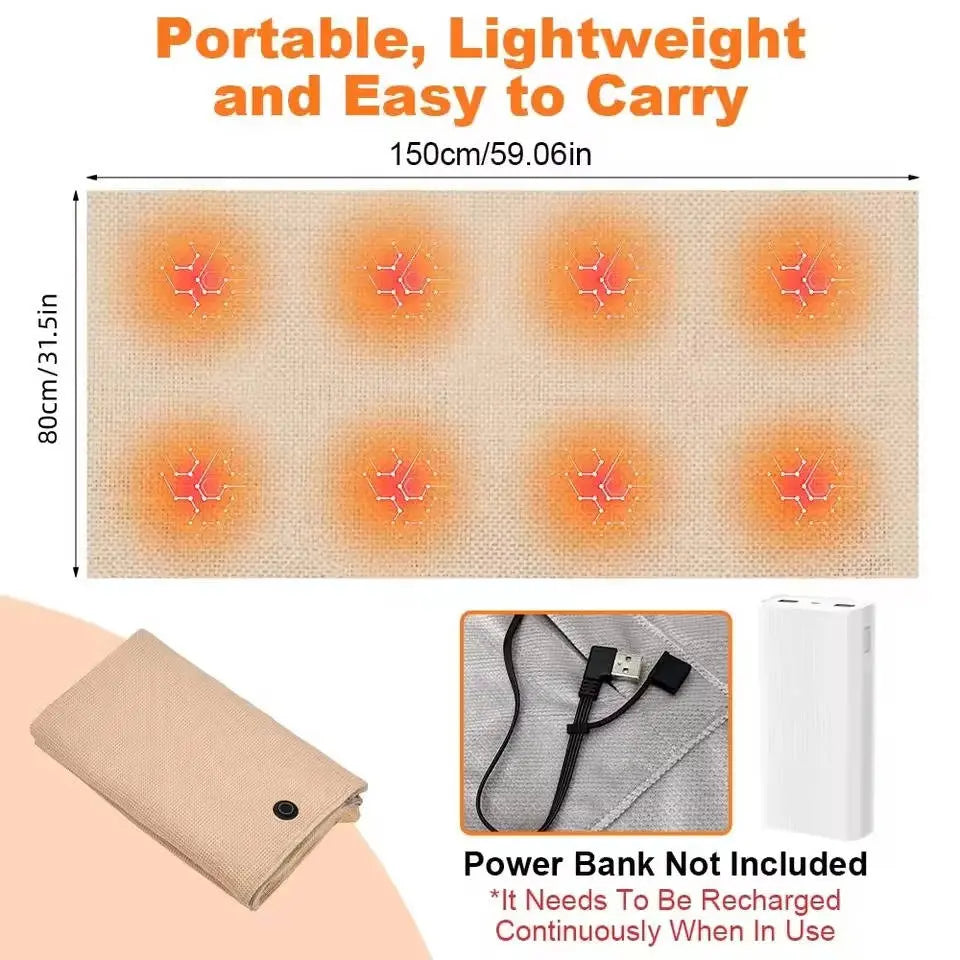 Heated Shawl with 8-Zone Carbon Fiber Heating and Zipper Closure, USB-C Powered Veldora