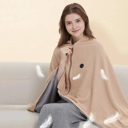 Heated Shawl with 8-Zone Carbon Fiber Heating and Zipper Closure, USB-C Powered Veldora