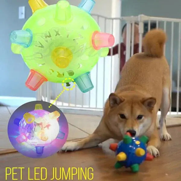 Interactive Dog Toy with Random Hopping and LED Lights, Battery Operated Veldora