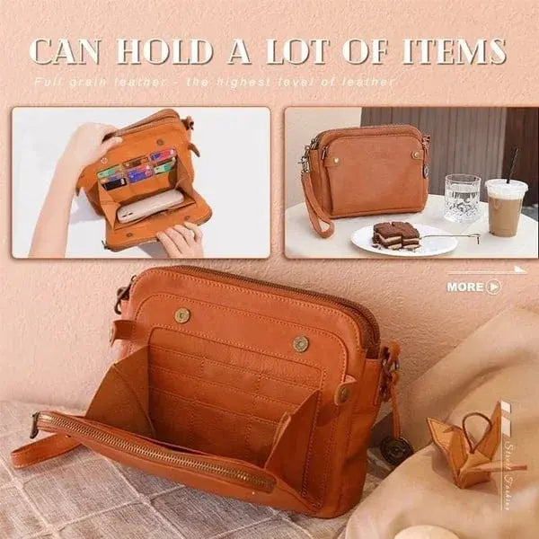 Leather Crossbody Bag with RFID Wallet and Removable Strap, Fits 10-Inch Tablet Veldora