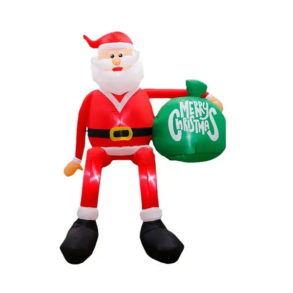 Eight-Foot Climbing Santa Inflatable with Integrated LED Lighting and Anchoring Kit Veldora