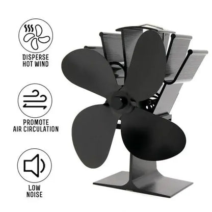Heat-Powered Stove Fan with Quiet Auto Speed and Anodized Aluminum, 4-Blade Veldora