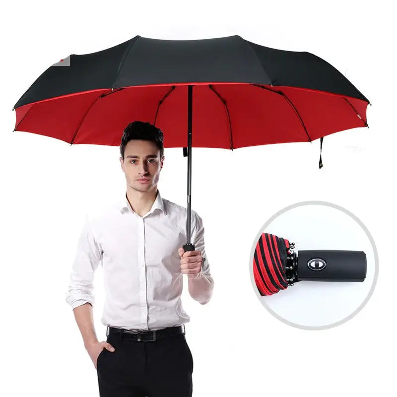 Folding Umbrella with Wind-Resistant Frame and Automatic Open, Water-Repellent Veldora