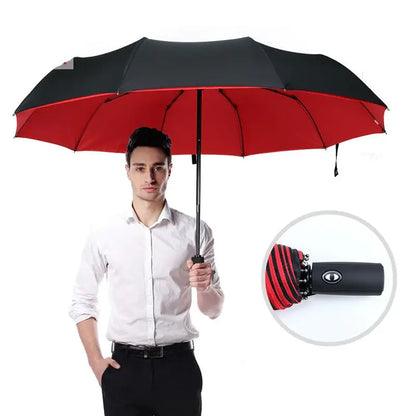 Folding Umbrella with Wind-Resistant Frame and Automatic Open, Water-Repellent Veldora