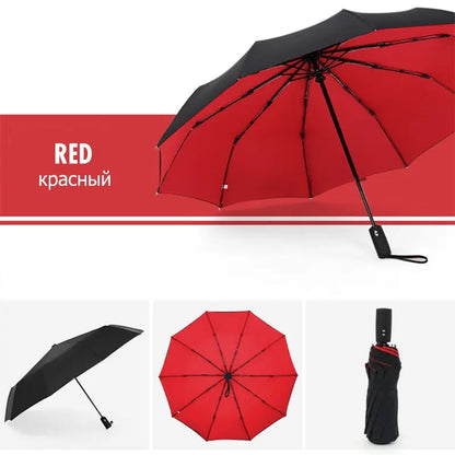 Folding Umbrella with Wind-Resistant Frame and Automatic Open, Water-Repellent Veldora