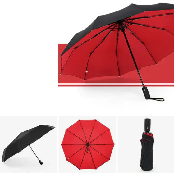 Folding Umbrella with Wind-Resistant Frame and Automatic Open, Water-Repellent Veldora