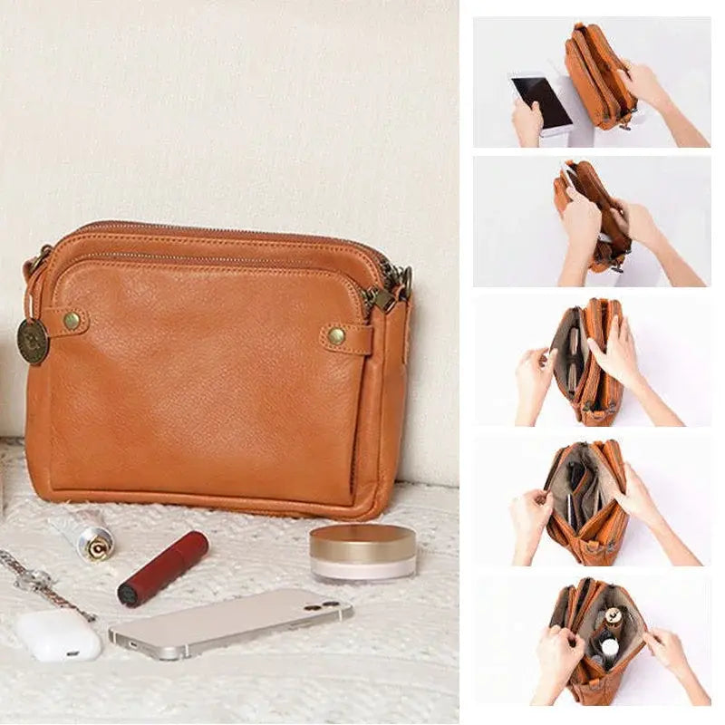 Leather Crossbody Bag with RFID Wallet and Removable Strap, Fits 10-Inch Tablet Veldora