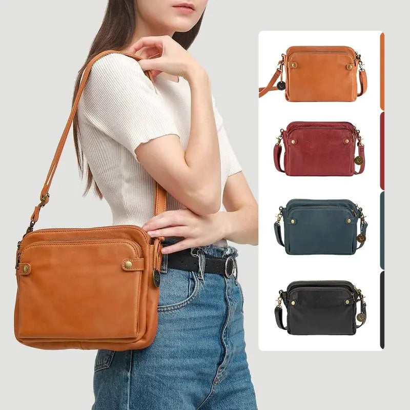 Leather Crossbody Bag with RFID Wallet and Removable Strap, Fits 10-Inch Tablet Veldora