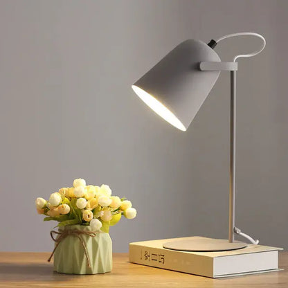 Table Lamp with Macaron Color Finish and Iron Bucket Shade, Compact Plug-In Veldora