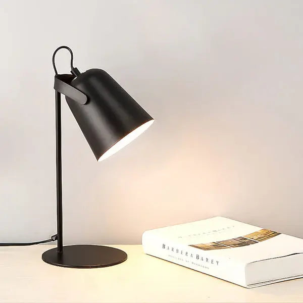 Table Lamp with Macaron Color Finish and Iron Bucket Shade, Compact Plug-In Veldora