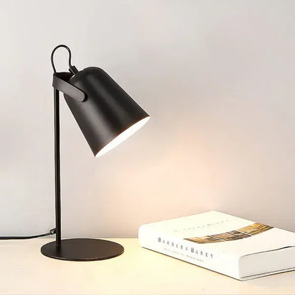 Table Lamp with Macaron Color Finish and Iron Bucket Shade, Compact Plug-In Veldora