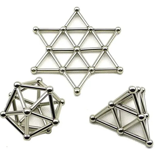 Magnetic Building Set with Metal Storage Tin and 36 Magnetic Rods, 27 Steel Balls Included Veldora