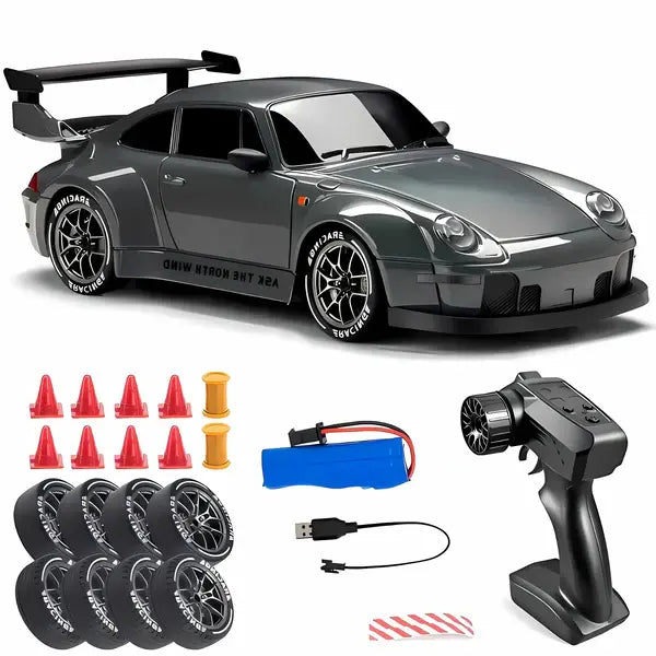 RC Drift Car with Four-Wheel Drive and Integrated LED Lights, Rechargeable Battery Veldora
