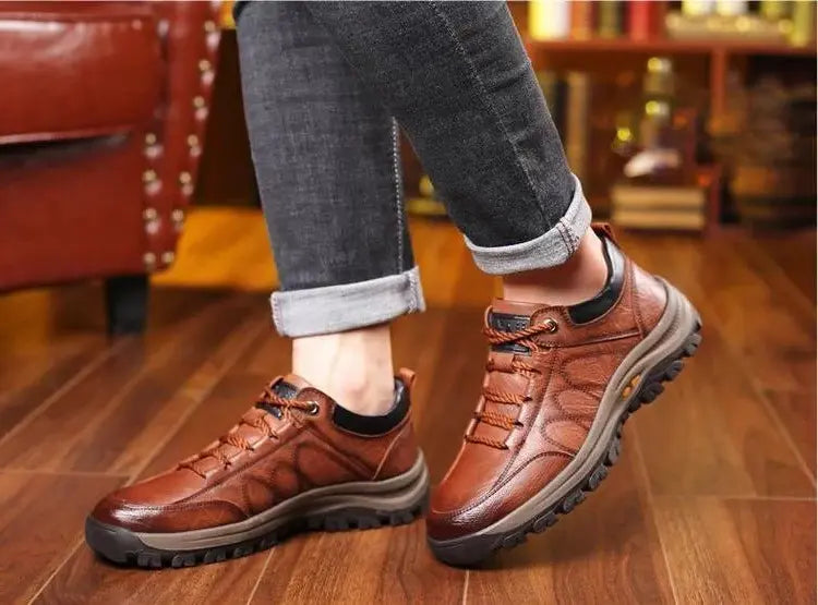 Men's Arch Support Slip-On Shoes with Removable Inserts and Non-Slip Outsole, Leather Veldora