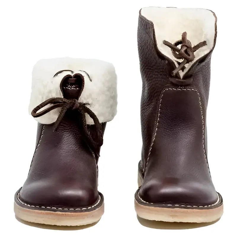 Leather Winter Boots with Wool Lining and Crepe Rubber Sole Veldora