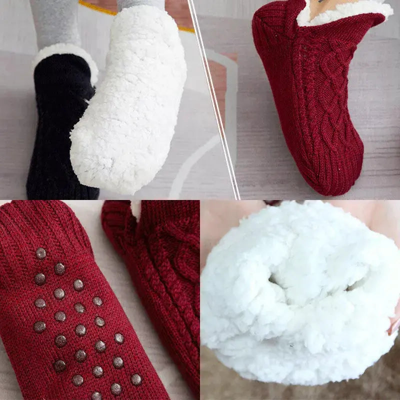 Thermal Socks with Non-Slip Grip and Adjustable Cuff, Breathable Indoor Warmth Veldora