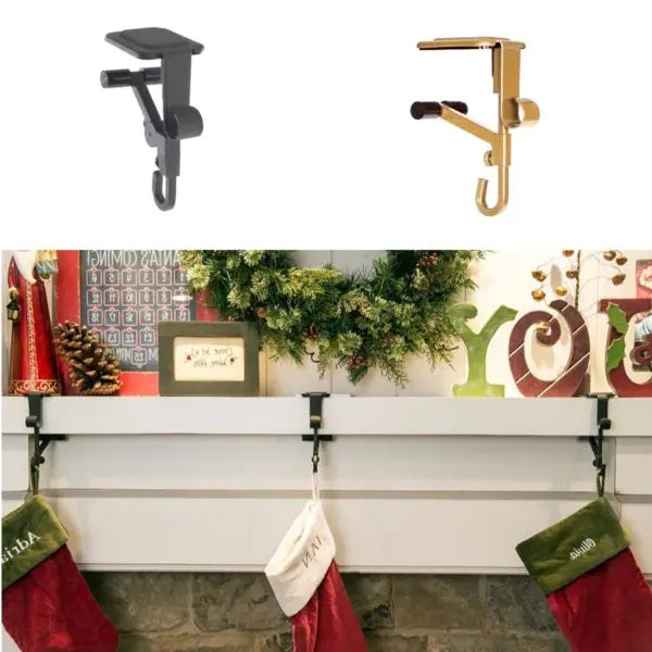 Mantel Stocking Hanger with Dual Hooks and Adjustable Fit, Rubber Pads, 20 lb Veldora