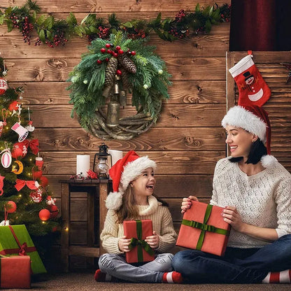 Christmas Wreath with Vine Base and Metal Bells, 17-Inch Rustic Indoor Holiday Decor Veldora