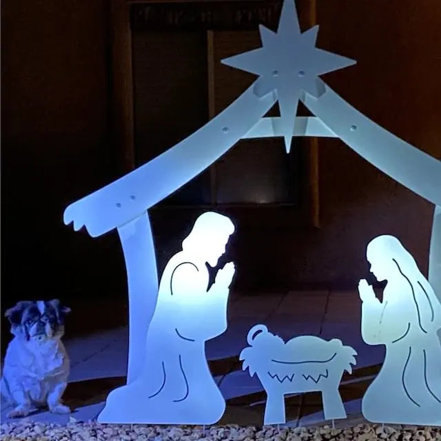 Outdoor Nativity Set with Weatherproof PVC and Easy Assembly, 4-Piece Set, 3 Figures Veldora