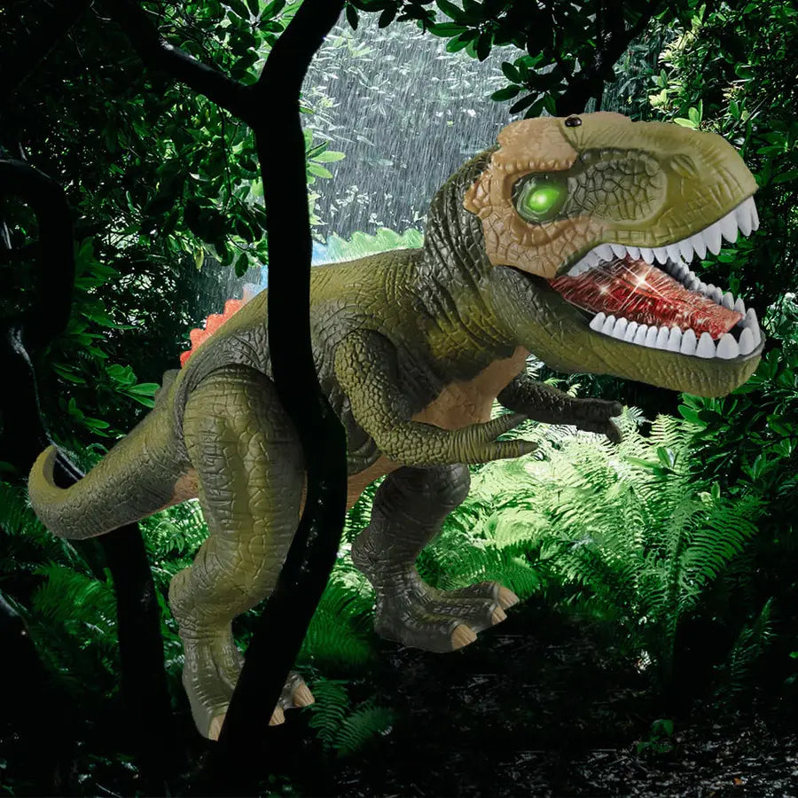 Dinosaur Remote Control Toy with Multi-Color LED Spikes and Roaring Sound, Rechargeable Veldora