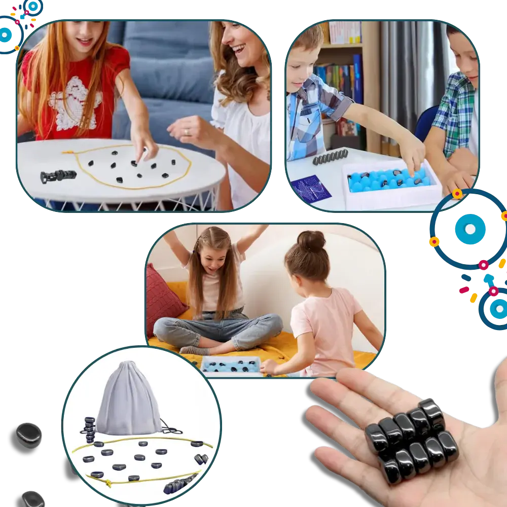 Magnetic Strategy Game with Rope Boundary and 20 Pieces, Compact Carry Bag Included Veldora