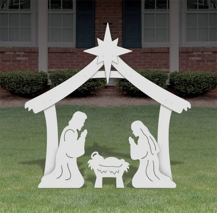 Outdoor Nativity Set with Weatherproof PVC and Easy Assembly, 4-Piece Set, 3 Figures Veldora