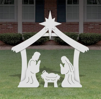 Outdoor Nativity Set with Weatherproof PVC and Easy Assembly, 4-Piece Set, 3 Figures Veldora