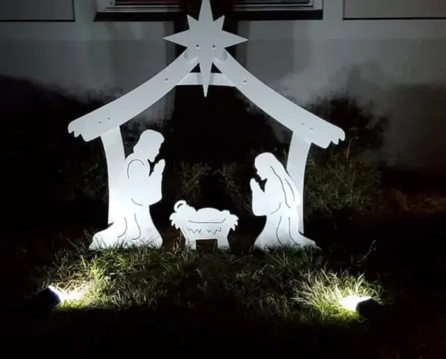 Outdoor Nativity Set with Weatherproof PVC and Easy Assembly, 4-Piece Set, 3 Figures Veldora