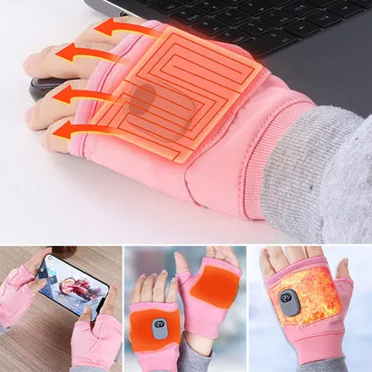 Heated Gloves with USB-C Rechargeable Battery and Adjustable Heat Control, Fingerless Veldora