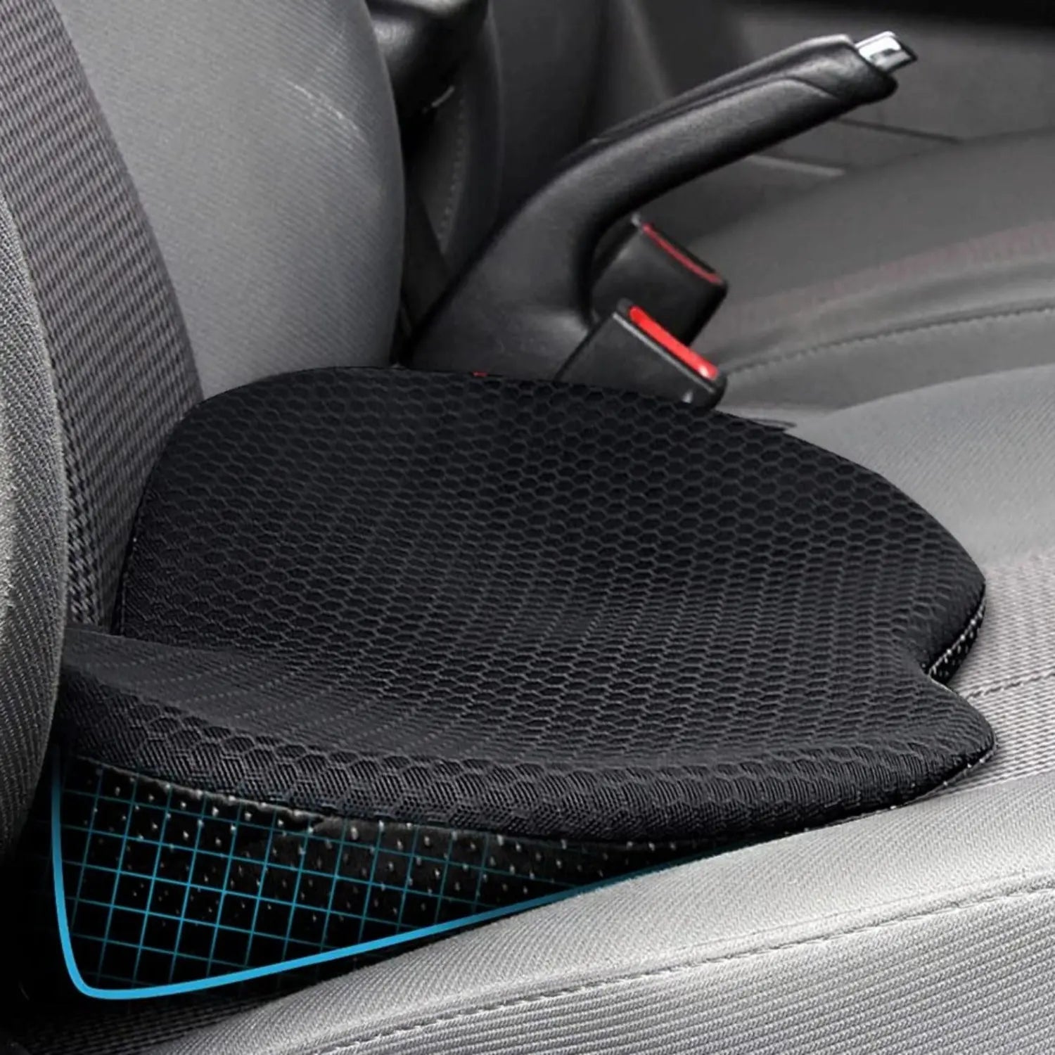 Car Seat Cushion with Memory Foam and 3.5-Inch Lift, Breathable Zippered Cover Veldora