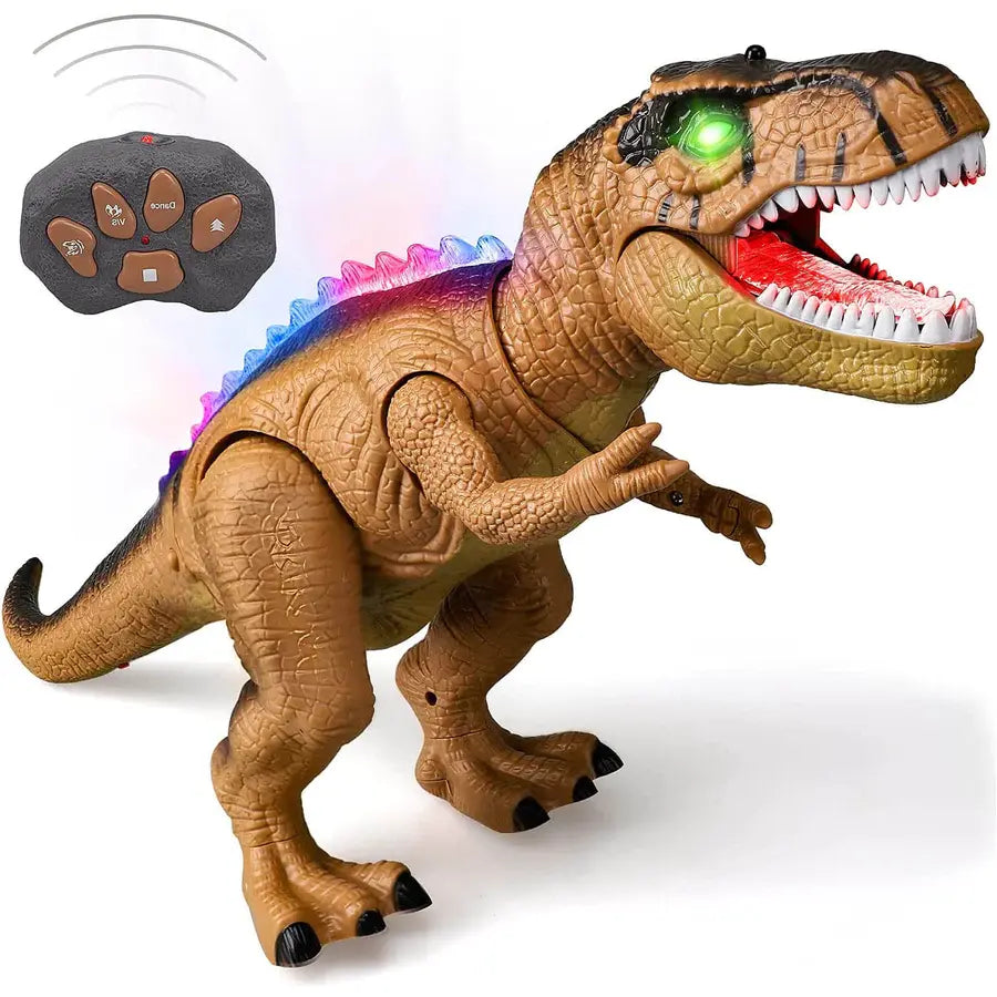 Dinosaur Remote Control Toy with Multi-Color LED Spikes and Roaring Sound, Rechargeable Veldora