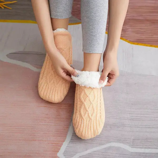 Thermal Socks with Non-Slip Grip and Adjustable Cuff, Breathable Indoor Warmth Veldora