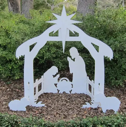 Outdoor Nativity Set with Weatherproof PVC and Easy Assembly, 4-Piece Set, 3 Figures Veldora