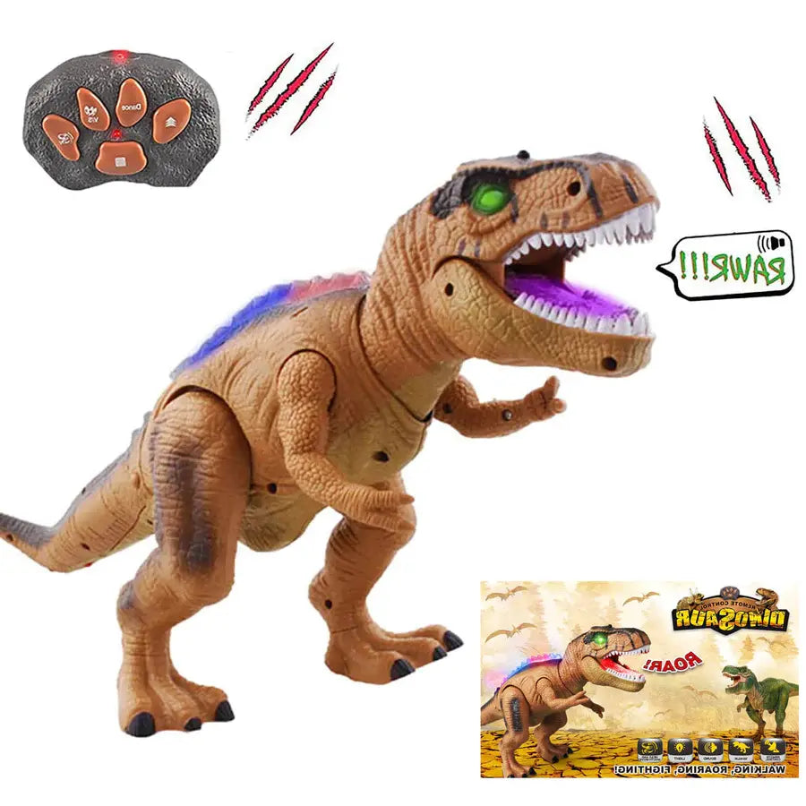 Dinosaur Remote Control Toy with Multi-Color LED Spikes and Roaring Sound, Rechargeable Veldora