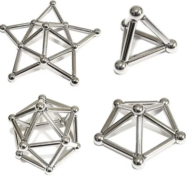 Magnetic Building Set with Metal Storage Tin and 36 Magnetic Rods, 27 Steel Balls Included Veldora