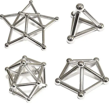 Magnetic Building Set with Metal Storage Tin and 36 Magnetic Rods, 27 Steel Balls Included Veldora